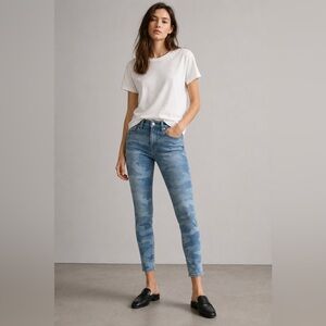 rag & bone Cate Mid Rise Ankle Skinny Jeans 25 Blue Faded Camo Stretch